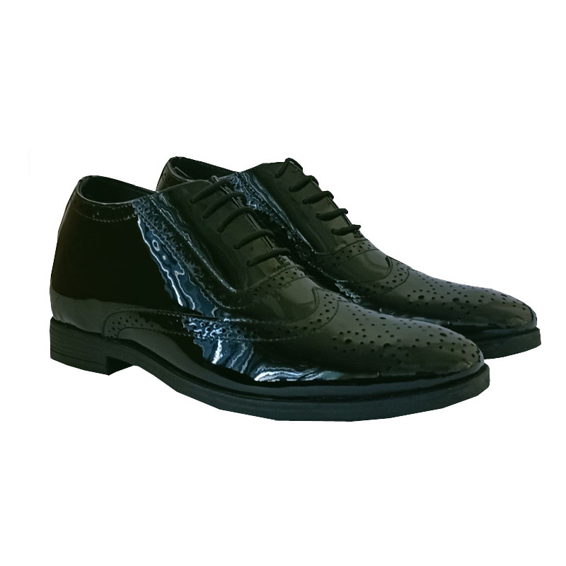 Elevato Height Increasing Men’s wedding Special Shining Black Patent Leather Shoes – 3 Inches
