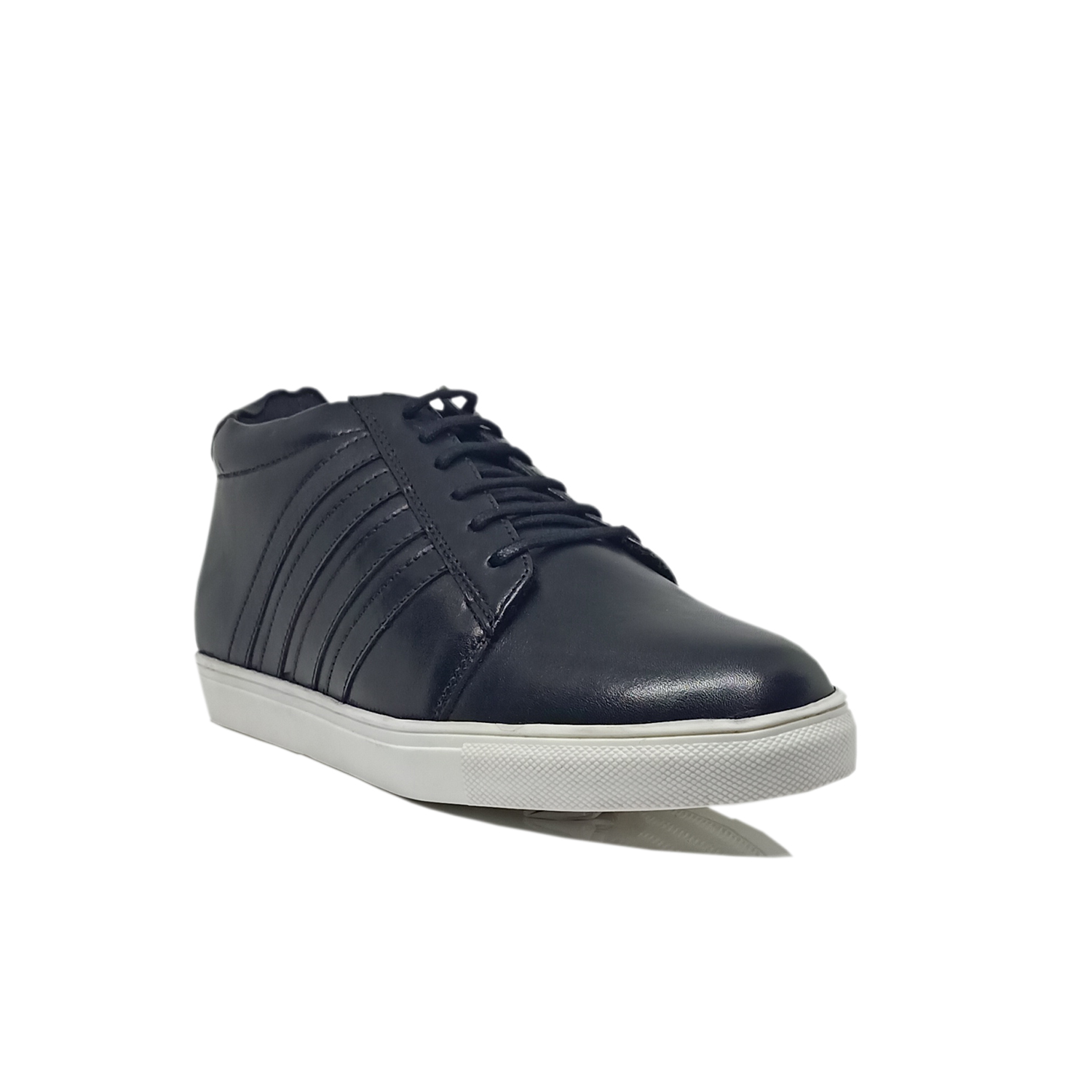 Elevato Height Increasing Black Leather Sneakers – 3 Inches