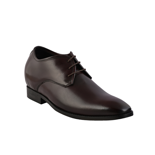 Elevato Height Increasing Leather Formal Shoes Brown - 7 Cms