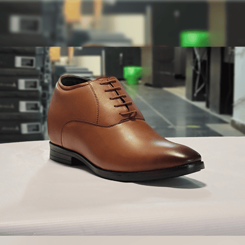 Premium Tan Height Increasing Derby Shoes for Men | 3 Inches | Genuine Leather | Elevato - Image 6